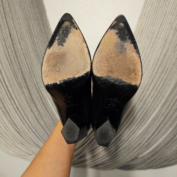 Zoe Wittner Design "The Lover" Chunky Bock Leather Heels Sz 37 (US-6.5) - Picture 7 of 10